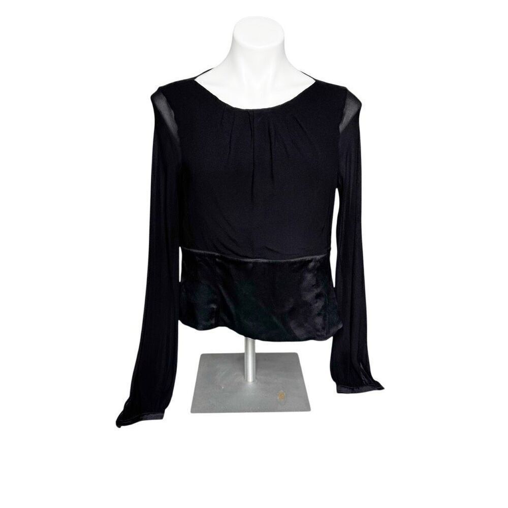 Escada black long sleeve sheer silk blouse size 42 (L)